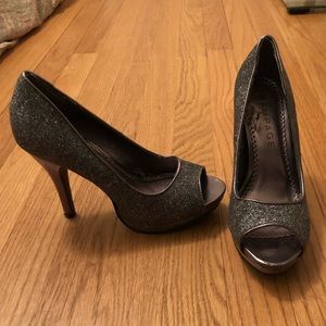 Silver glitter heels